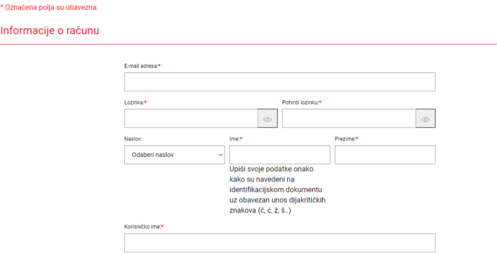 Obrazac za registraciju HL kladionica