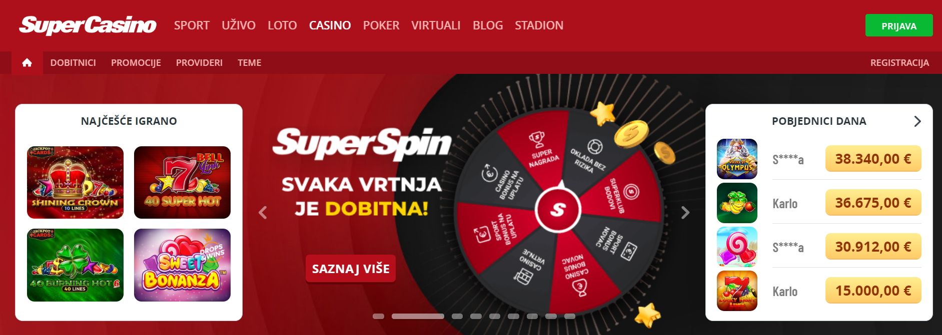 Online kasino SuperSport kladionica